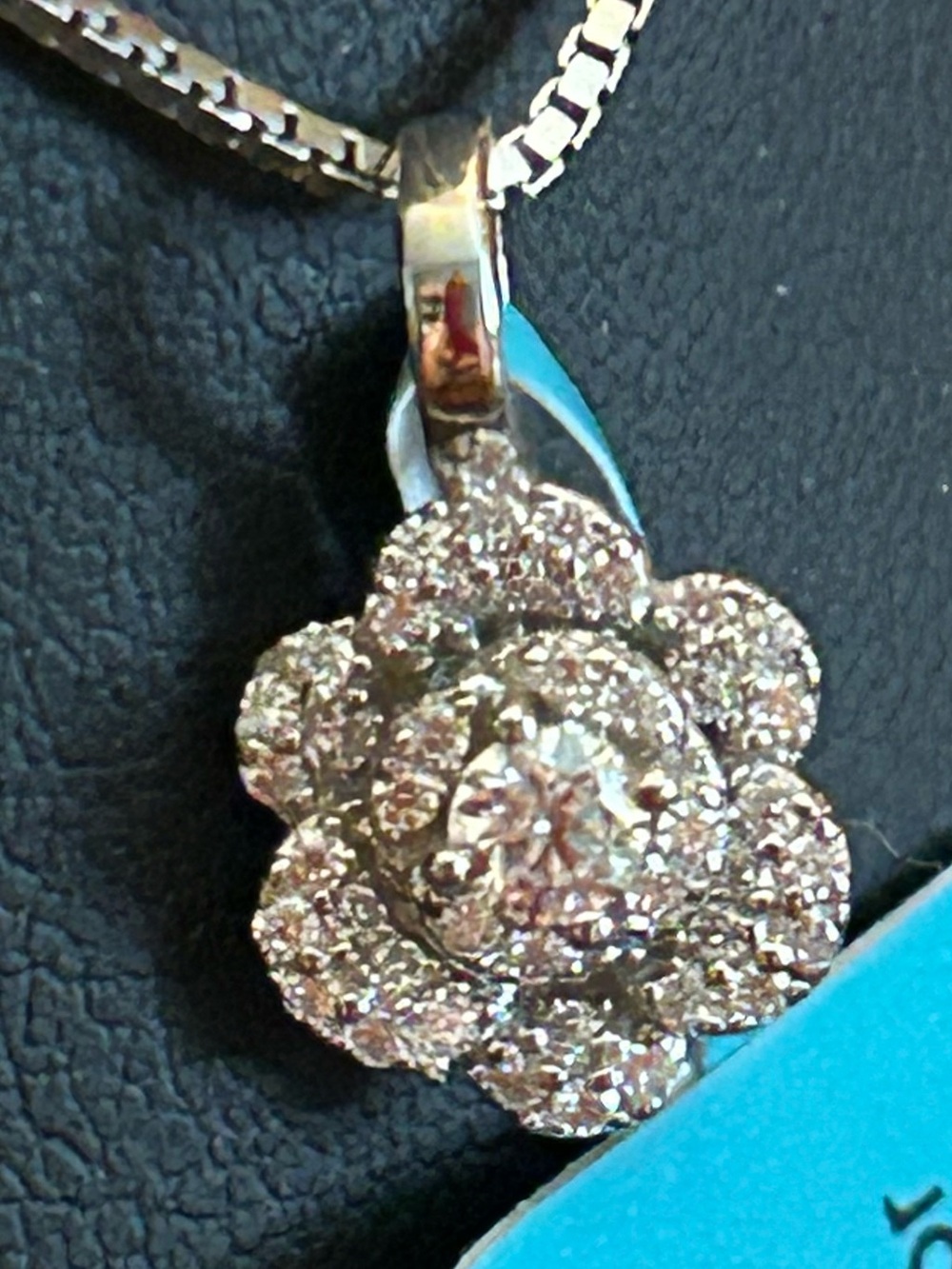 0.30CTW Moissanite Floral Cluster Pendant Necklace w/18” 925 SSilver Box Chain